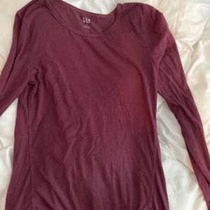 GAP Feather tee long sleeve thin burgundy